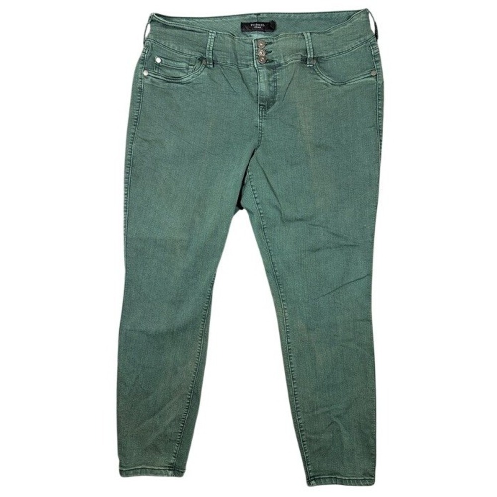 Torrid Denim Womens 18R‎ Sage Green Skinny Jeans High Rise Triple Button Stretch
